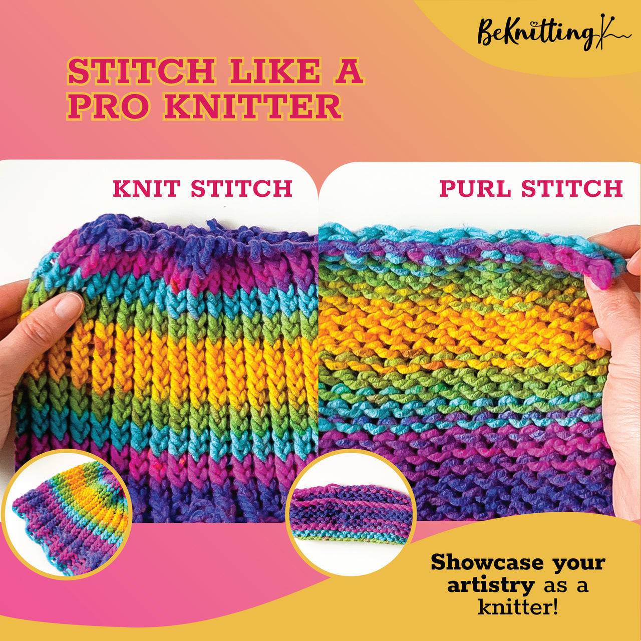 BeKnitting Learn to Knit Loom Kit - DIY Craft w/Round Loom, Yarn, Crochet  Hook, & Pen | for Kids & Adults