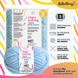 BeKnitting Set of 3 Pack Balls of 110yd #5 Light Blue Polyester Soft Velvet Chenille Finger Knitting Crochet Yarn