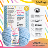 BeKnitting Set of 3 Pack Balls of 27yd #7 Light Blue Polyester Soft Velvet Chenille Finger Knitting Crochet Yarn