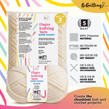 BeKnitting Set of 3 Pack Balls of 110yd #5 Ivory Polyester Soft Velvet Chenille Finger Knitting Crochet Yarn
