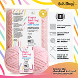 BeKnitting Set of 3 Pack Balls of 110yd #5 Pink Polyester Soft Velvet Chenille Finger Knitting Crochet Yarn