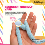 BeKnitting Set of 3 Pack Balls of 27yd #7 Light Blue Polyester Soft Velvet Chenille Finger Knitting Crochet Yarn