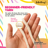 BeKnitting Set of 3 Pack Balls of 110yd #5 Ivory Polyester Soft Velvet Chenille Finger Knitting Crochet Yarn