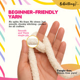 BeKnitting Set of 3 Pack Balls of 27yd #7 Ivory Polyester Soft Velvet Chenille Finger Knitting Crochet Yarn