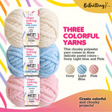 BeKnitting Set of 3 Pack Balls of 27yd #7 Pink Polyester Soft Velvet Chenille Finger Knitting Crochet Yarn
