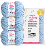 BeKnitting Set of 3 Pack Balls of 27yd #7 Light Blue Polyester Soft Velvet Chenille Finger Knitting Crochet Yarn