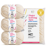 BeKnitting Set of 3 Pack Balls of 110yd #5 Ivory Polyester Soft Velvet Chenille Finger Knitting Crochet Yarn