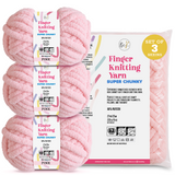 BeKnitting Set of 3 Pack Balls of 27yd #7 Pink Polyester Soft Velvet Chenille Finger Knitting Crochet Yarn
