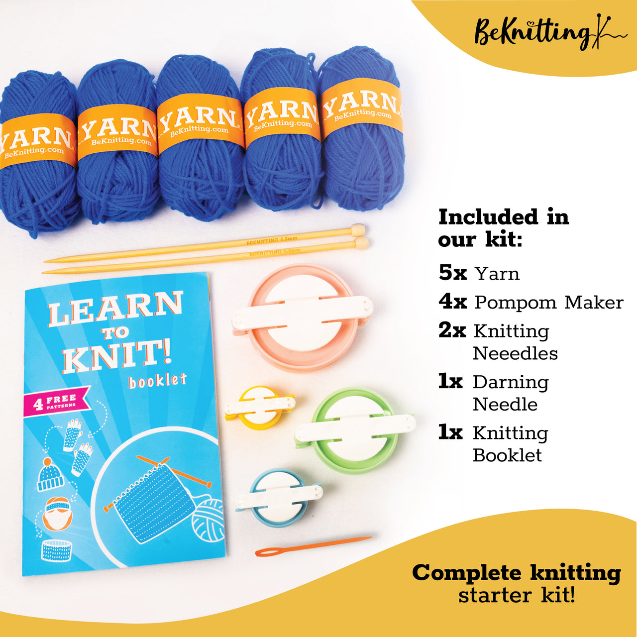 BeKnitting Learn to Knit Loom Kit - DIY Craft w/Round Loom, Yarn, Crochet  Hook, & Pen | for Kids & Adults