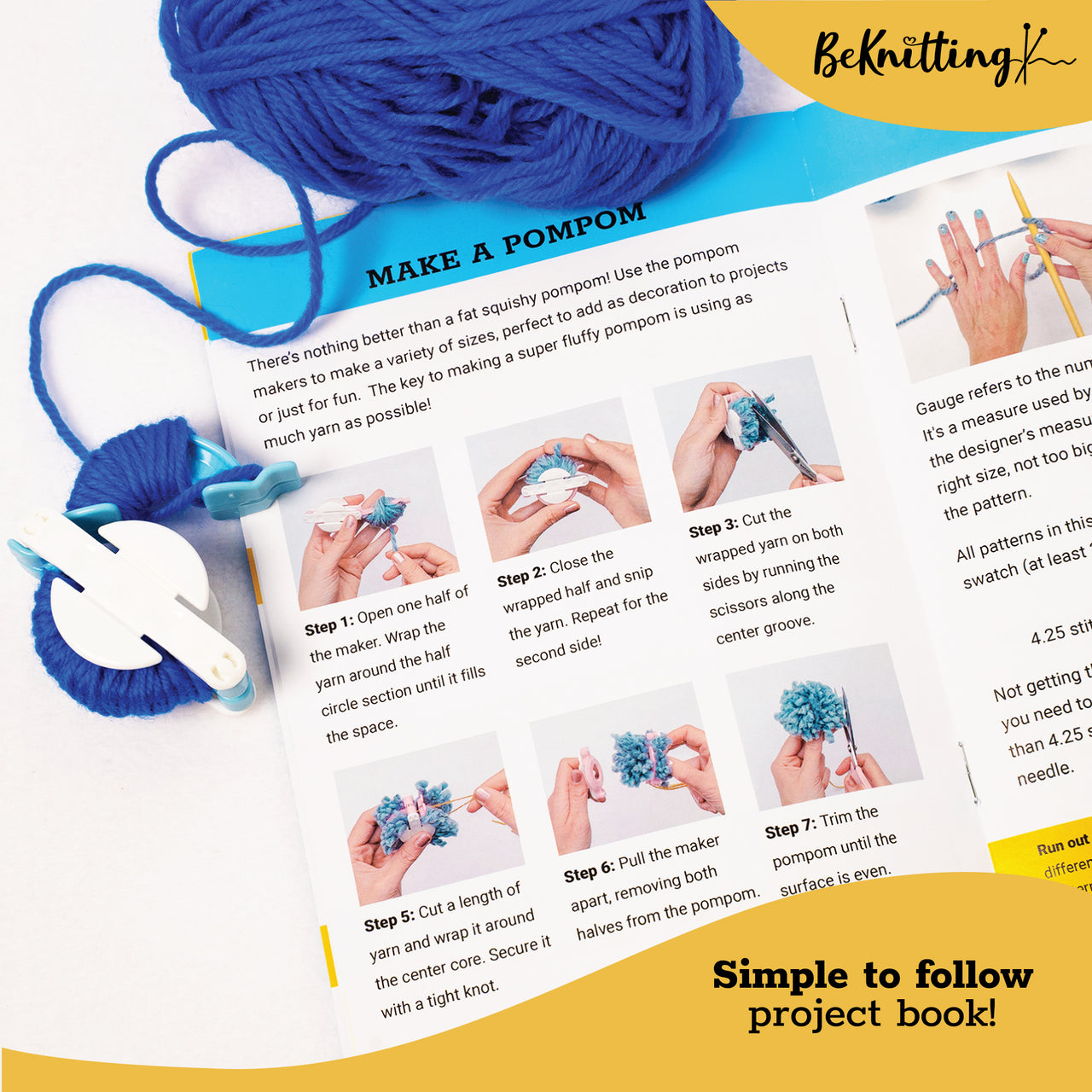 BeKnitting Learn to Knit Loom Kit - DIY Craft w/Round Loom, Yarn, Crochet Hook, & Pen | for Kids & Adults