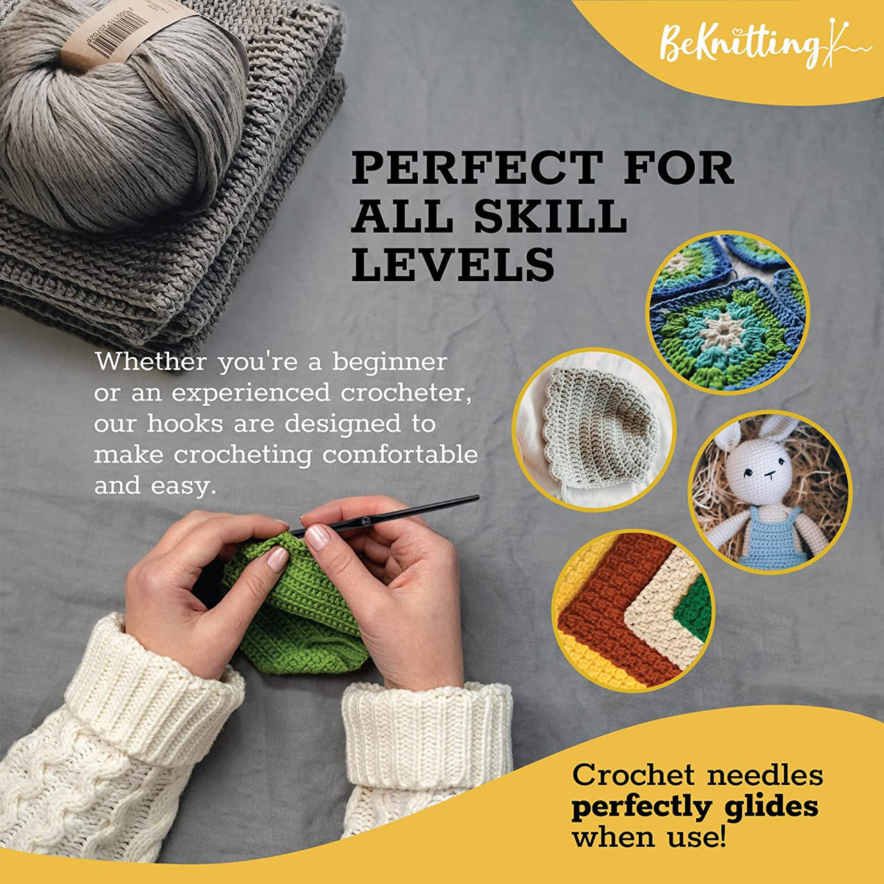 BeKnitting Aluminum Crochet Hook - 12 Hook Set – beknitting