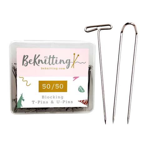BeKnitting 100 pcs. Assorted Blocking T-pins and U-pins Size 1.5 Inch